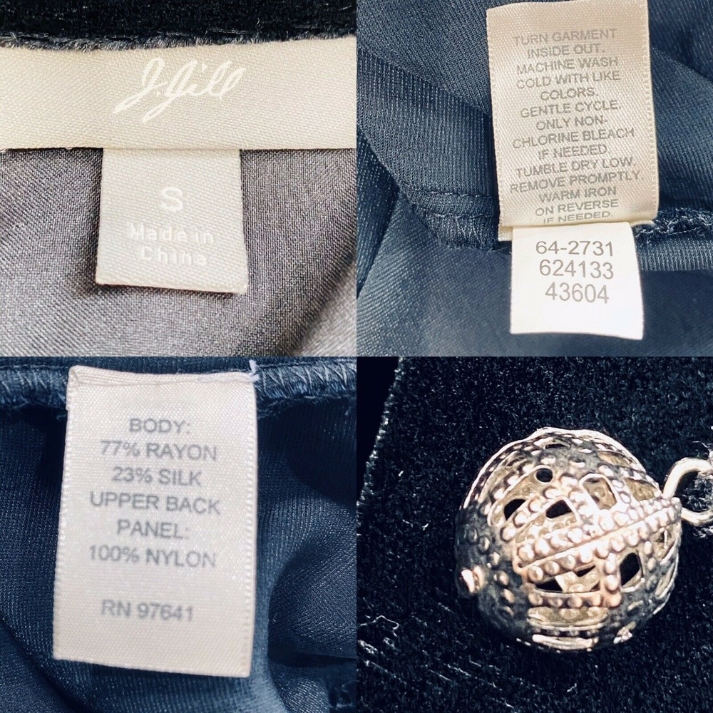 J Jill Black Velvet and Lace Back Silver Round Button Hardware Shirt Dress Sz M - Picture 8 of 8